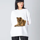 バクの森 〜マレーバクや動物イラストのグッズ 〜のAnimals シリーズ 〜ライオン〜 ビッグシルエットロングスリーブTシャツ