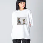 cy-egg.factoryの編みうさ Friends Big Long Sleeve T-Shirt