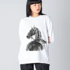 馬の絵の画家　斉藤いつみのサラブレッドの肖像画ロング Big Long Sleeve T-Shirt