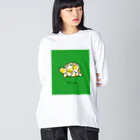 小鳥と映画館のカメレモン柄 Big Long Sleeve T-Shirt