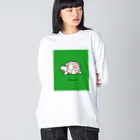 小鳥と映画館のカメイチゴ柄 ビッグシルエットロングスリーブTシャツ