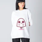 Ri0のいたずらおばけちゃん(ぴんく) ビッグシルエットロングスリーブTシャツ