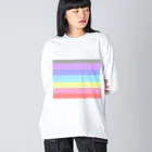 hobotenの虹ポンネネ ビッグシルエットロングスリーブTシャツ