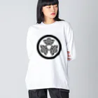 『NG （Niche・Gate）』ニッチゲート-- IN SUZURIの動物家紋。H.T.（三つ蔦スズメ）黒 Big Long Sleeve T-Shirt