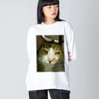 powpowの寝ぼけ猫 ビッグシルエットロングスリーブTシャツ