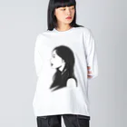 R-design STOREのクールな女性の横顔 Big Long Sleeve T-Shirt