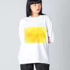 水彩 Ao_watercolorのAutumn Yellow　水彩 ビッグシルエットロングスリーブTシャツ