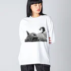 ほのかすまいる🐱歌×猫のほのけんグッズ2020!(白黒) ビッグシルエットロングスリーブTシャツ