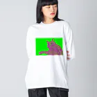 やまねくんのビビッドカラー  ねこL ビッグシルエットロングスリーブTシャツ