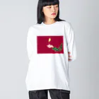 雅梅餃子の水餃子をつまみます ビッグシルエットロングスリーブTシャツ