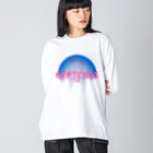 HYBS FOR MEのくものうえ (青ピンク) ビッグシルエットロングスリーブTシャツ