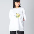 楓優狐のクチナシの花 ビッグシルエットロングスリーブTシャツ