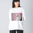 文鳥生活のてのひら文鳥もんちゃん ビッグシルエットロングスリーブTシャツ