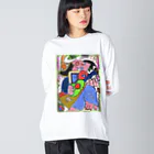 KariyushiYoronのウクレレを持つ女 ビッグシルエットロングスリーブTシャツ