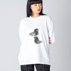 はっぴーあっぴーの鳥 ビッグシルエットロングスリーブTシャツ