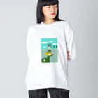 大名の風車と女の子 ビッグシルエットロングスリーブTシャツ