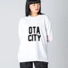 JIMOTOE Wear Local Japanの太田市 OTA CITY ロゴブラック Big Long Sleeve T-Shirt