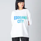 JIMOTO Wear Local Japanの江戸川区 EDOGAWA CITY ロゴブルー ビッグシルエットロングスリーブTシャツ
