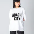 JIMOTOE Wear Local Japanの足立区 ADACHI CITY ロゴブラック　 Big Long Sleeve T-Shirt