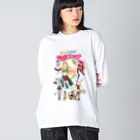 Milk☆Dipperのガールズファイター！ミルクディッパー☆06☆Hitomi ビッグシルエットロングスリーブTシャツ