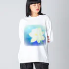 ぽんぽんあーと工房の宇宙に咲いた白い蓮 Big Long Sleeve T-Shirt