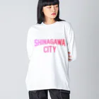 JIMOTO Wear Local Japanの品川区 SHINAGAWA CITY ロゴピンク ビッグシルエットロングスリーブTシャツ