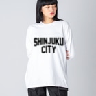 JIMOTO Wear Local Japanの新宿区 SHINJUKU CITY ロゴブラック Big Long Sleeve T-Shirt