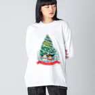 動物イラストレーター＆絵本作家 さささとこのお店のMerry Christmas！！ ビッグシルエットロングスリーブTシャツ