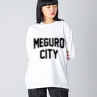 JIMOTO Wear Local Japanの目黒区 MEGURO CITY ロゴブラック ビッグシルエットロングスリーブTシャツ