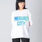 JIMOTO Wear Local Japanの目黒区 MEGURO CITY ロゴブルー ビッグシルエットロングスリーブTシャツ