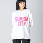 JIMOTO Wear Local Japanの墨田区 SUMIDA CITY ロゴピンク ビッグシルエットロングスリーブTシャツ