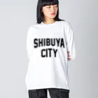 JIMOTO Wear Local Japanの渋谷区 SHIBUYA WARD ロゴブラック ビッグシルエットロングスリーブTシャツ