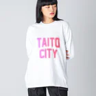 JIMOTOE Wear Local Japanの台東区 TAITO TOWN ロゴピンク ビッグシルエットロングスリーブTシャツ