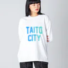 JIMOTO Wear Local Japanの台東区 TAITO WARD ロゴブルー ビッグシルエットロングスリーブTシャツ