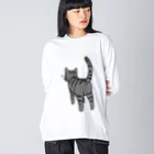 Riotoのねこけつ（サバトラ） ビッグシルエットロングスリーブTシャツ