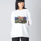 蜥蜴もんよのOYASUMI ビッグシルエットロングスリーブTシャツ