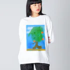 ぷ～まる◎のびっくりshopの木が歩く ビッグシルエットロングスリーブTシャツ