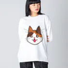 コナカマ通販SUZURI支店の三毛猫ちゃん ビッグシルエットロングスリーブTシャツ