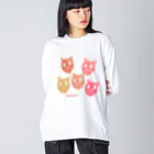 yuccoloの風船猫 ビッグシルエットロングスリーブTシャツ