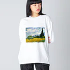 鉄火巻きのゴッホ_糸杉のある麦畑 Big Long Sleeve T-Shirt