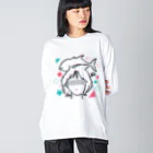 Riki Design (Okinwa Fishing style)の釣りガール_イラストブラック Big Long Sleeve T-Shirt