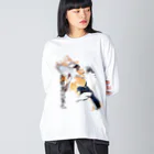 HIRAMATAの和風のセグロセキレイ Big Long Sleeve T-Shirt