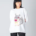 しず華＊(カラー･リボンボン)のきゅんきゅんチンチラ Big Long Sleeve T-Shirt