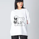 yuringのぱおんくんとうさはねちゃん。 ビッグシルエットロングスリーブTシャツ