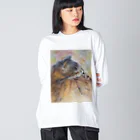 poponohaneのねむねむねこ ビッグシルエットロングスリーブTシャツ