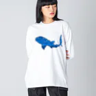 ふとんにおぼれるのジンベエザメ 夏の星座 青 Big Long Sleeve T-Shirt