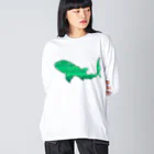 ふとんにおぼれるのジンベエザメ 夏の星座 緑 Big Long Sleeve T-Shirt