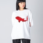 ふとんにおぼれるのジンベエザメ 夏の星座 赤 Big Long Sleeve T-Shirt