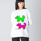 柴犬しばわんこhana873のしばいぬさんたち(ピンクと黄緑)柴犬さんたち Big Long Sleeve T-Shirt