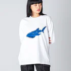 ふとんにおぼれるのジンベエザメ 冬の星座 青 Big Long Sleeve T-Shirt